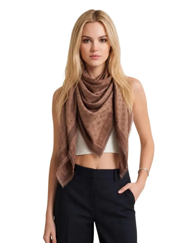 Guess LINDSEY JACQUARD KEF Damen Halstuch Braun