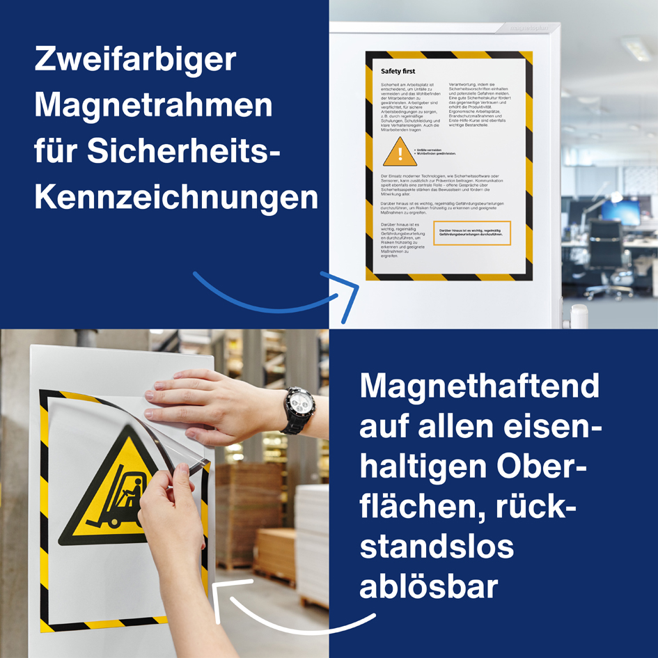 magnetoplan Magnetrahmen magnetofix SAFETY, A3, gelb/schwarz