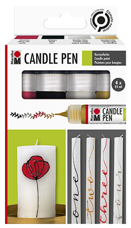 Marabu Kerzenmalfarbe, Candle Pen,, 4er Set